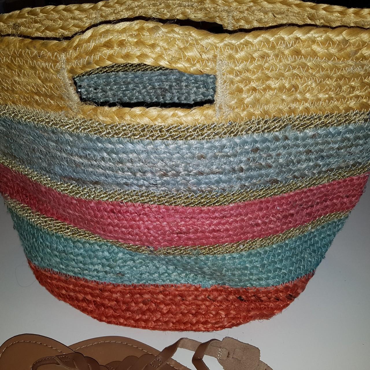 Large accessorize jute bucket bag Beach bag hand... Depop