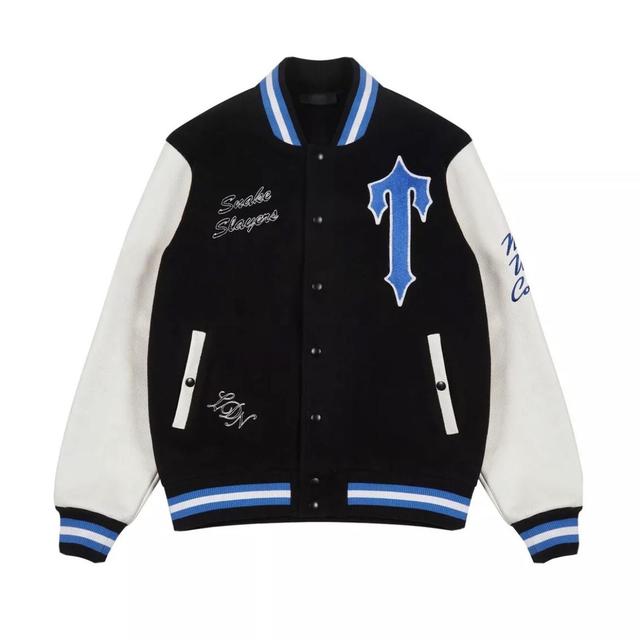 Black and White Louis V & Fragment Varsity Jacket - HJacket