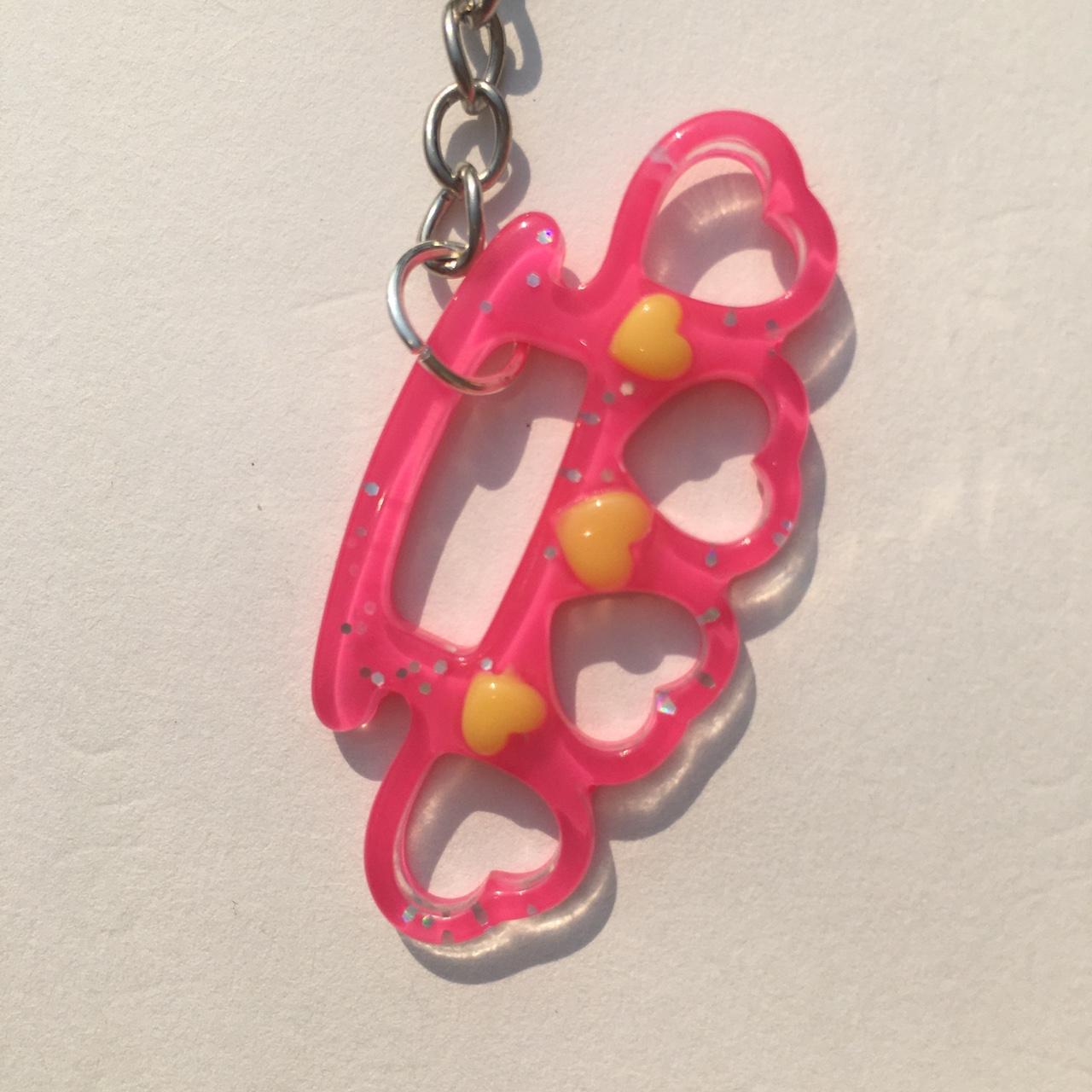 Glitter Kawaii Hot Pink Brass Knuckles Keychain The... Depop