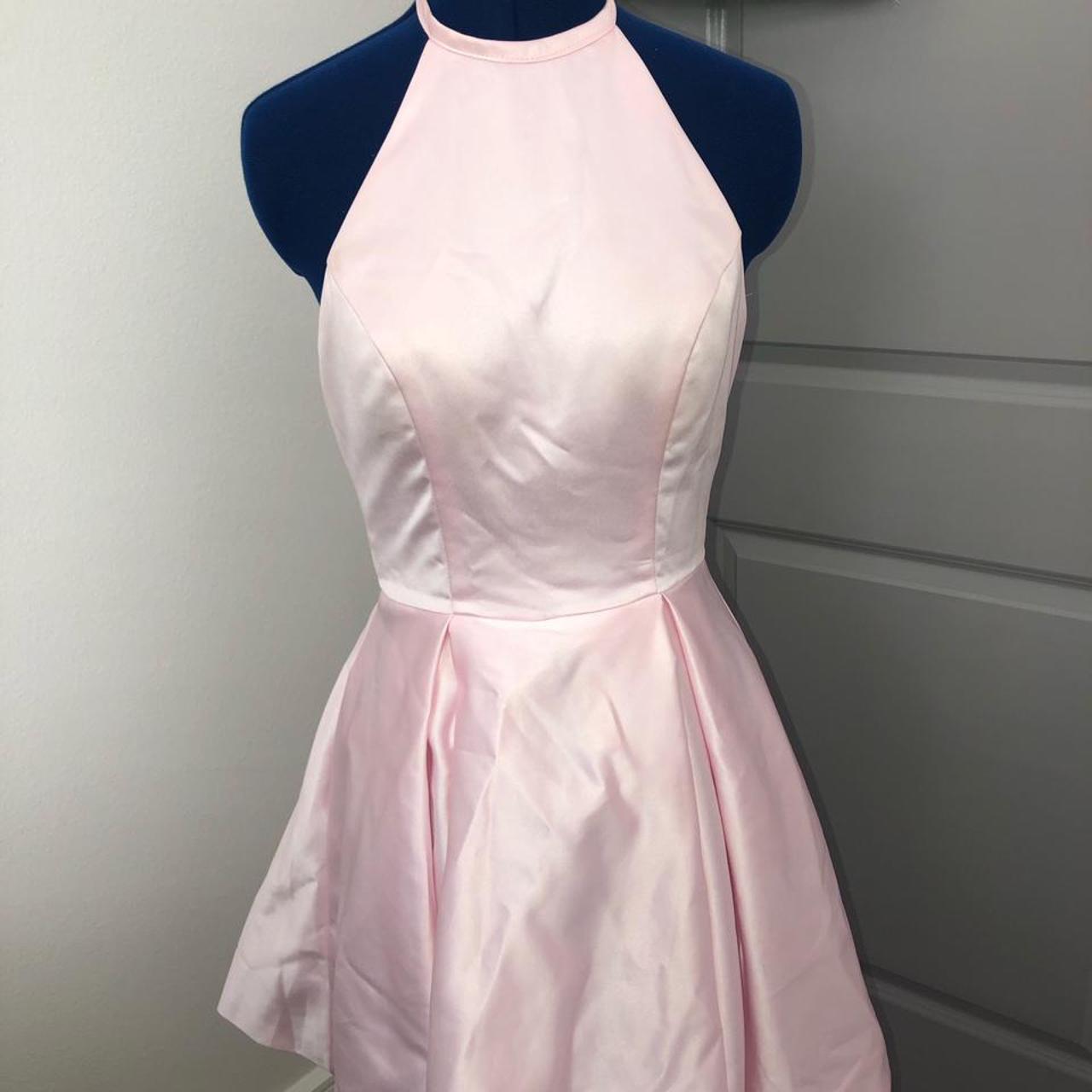 baby pink satin halter neck hoco dress💗 worn... Depop