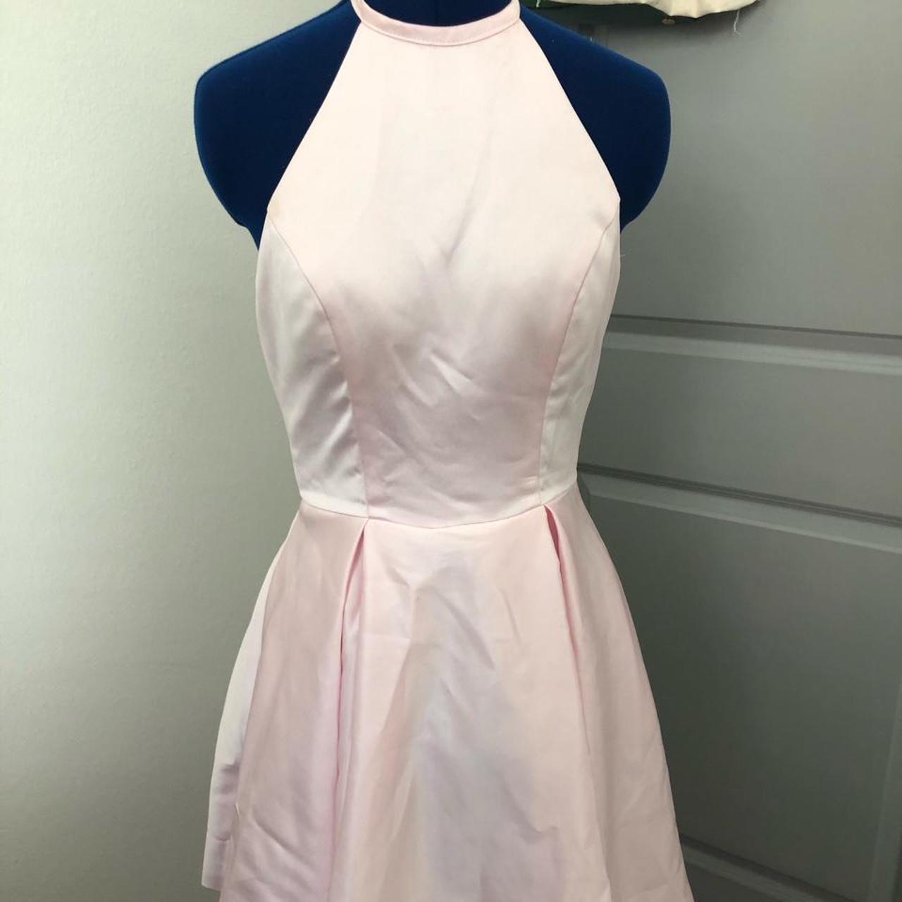 baby pink satin halter neck hoco dress💗 worn... Depop