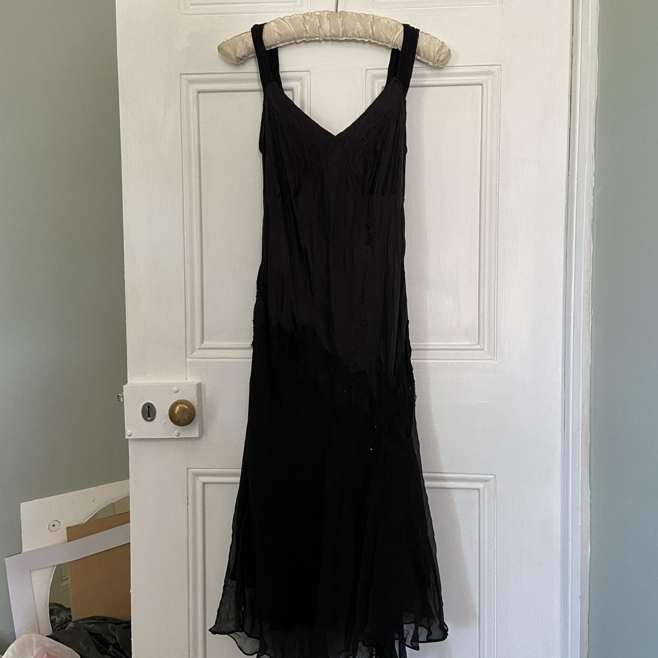 The most stunning black satin and mesh/organza... - Depop