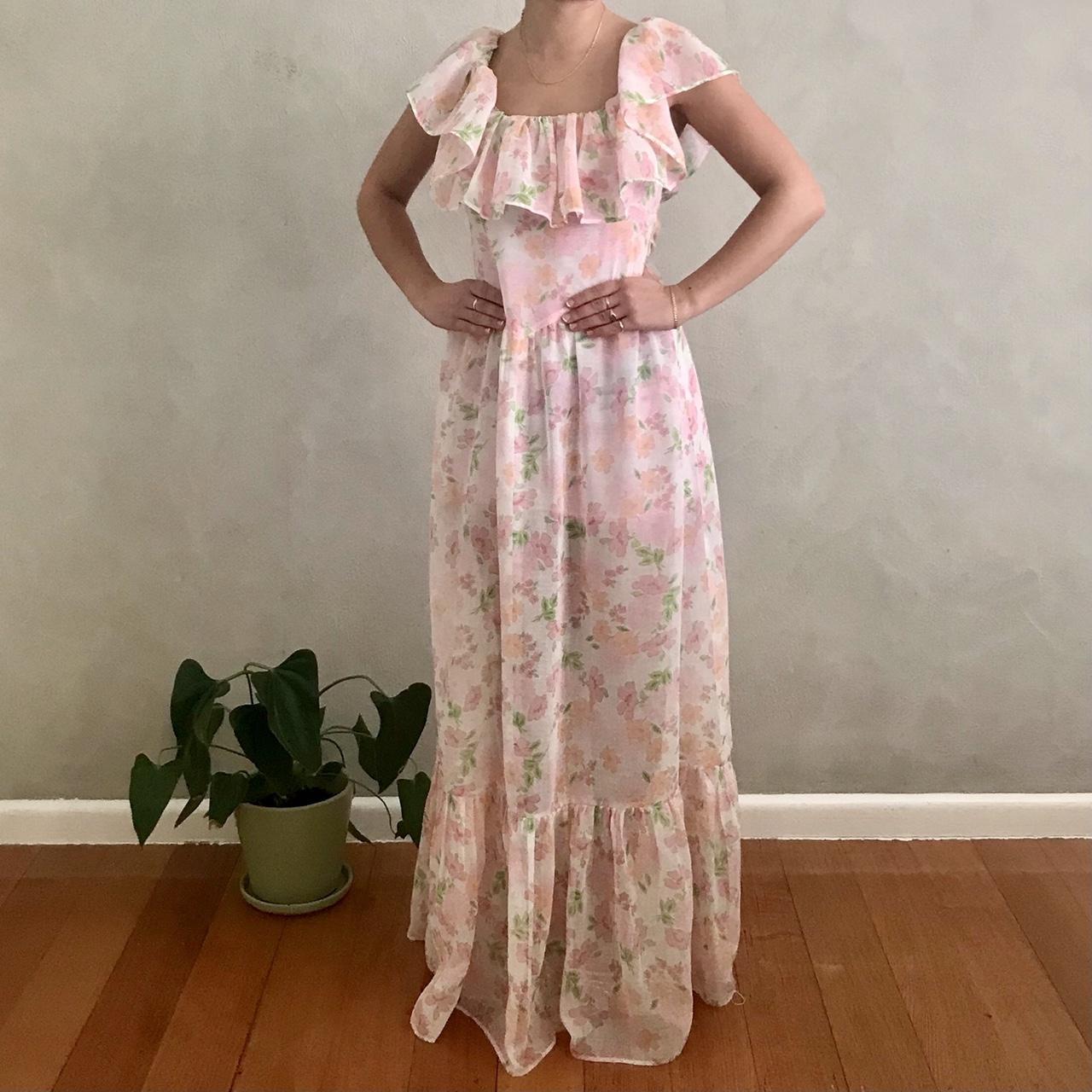 Vintage 1970’s Pastel Floral Romantic Dress. An... Depop