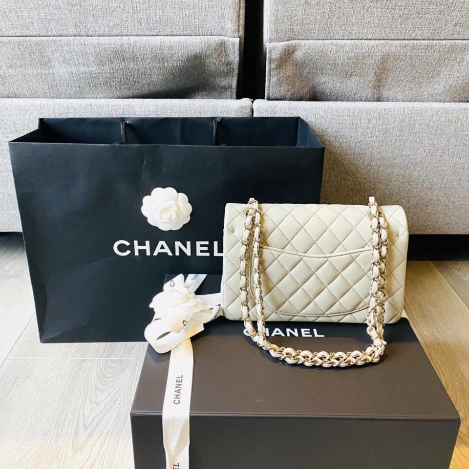 Chanel Bag Chanel Classic Medium Lambskin Silver - Depop