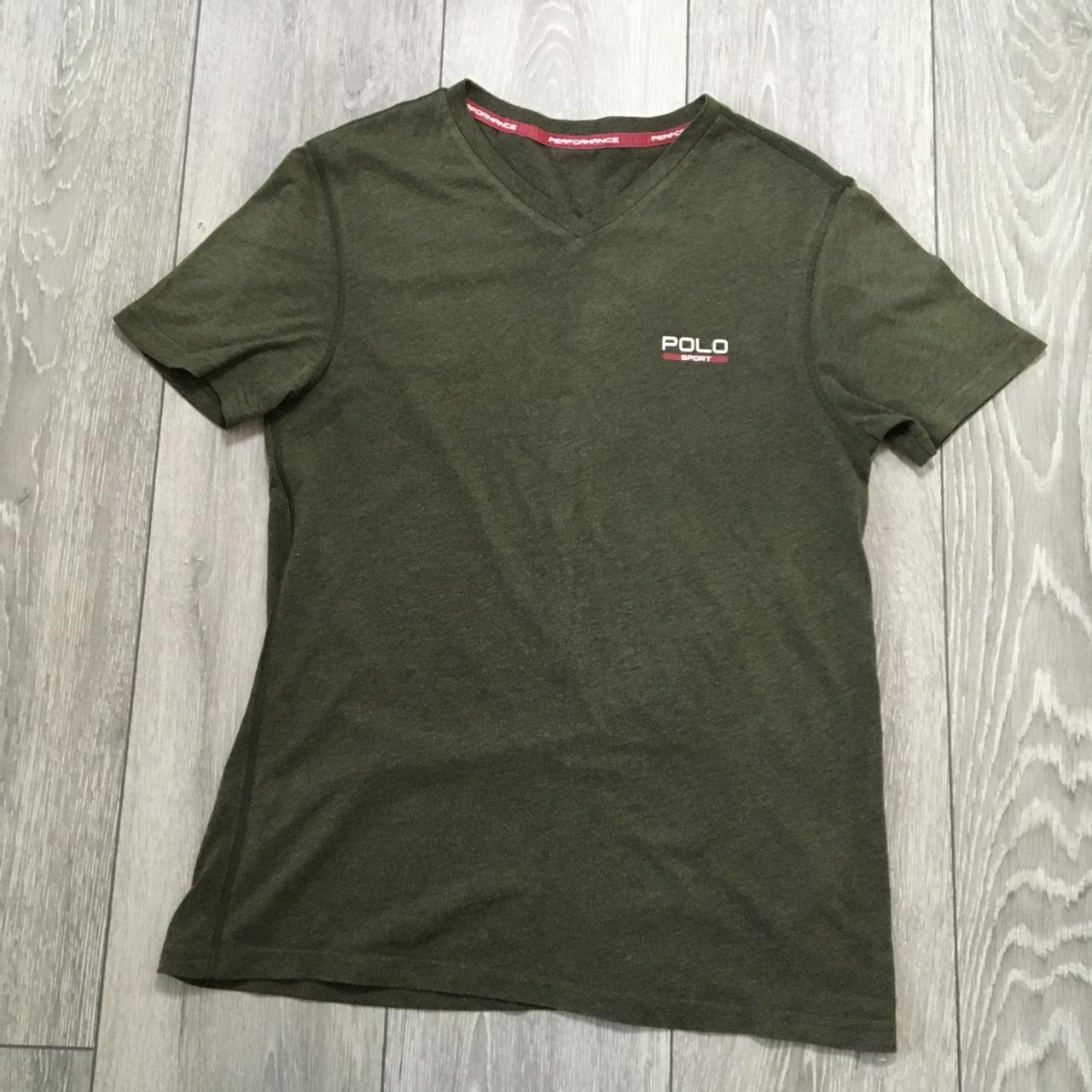 Ralph Lauren Men's Green and Khaki T-shirt | Depop