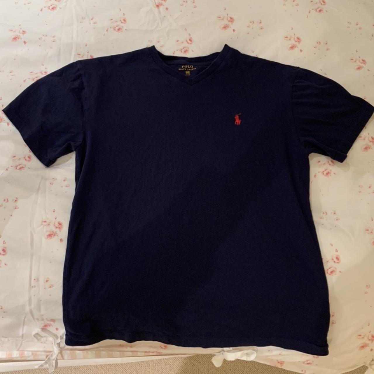 Polo Ralph Lauren men’s XS navy t shirt with v neck!... - Depop