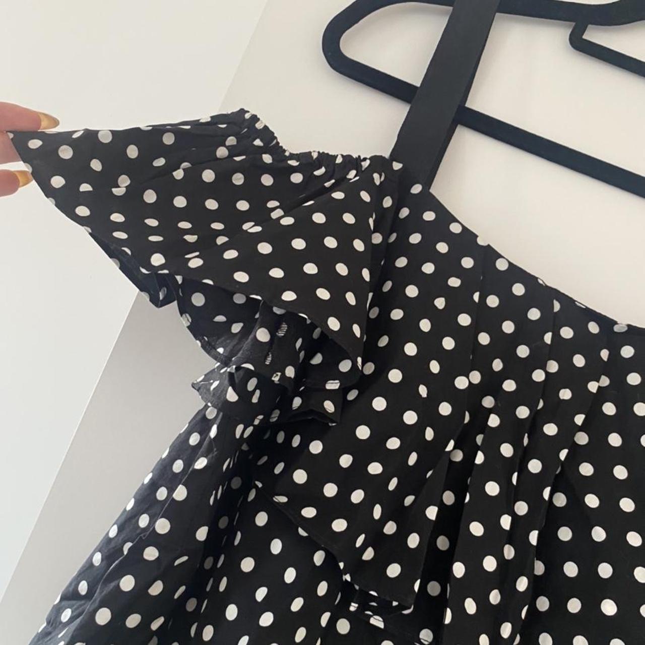 Cute Zara off the shoulder polka dot ruffle top Depop