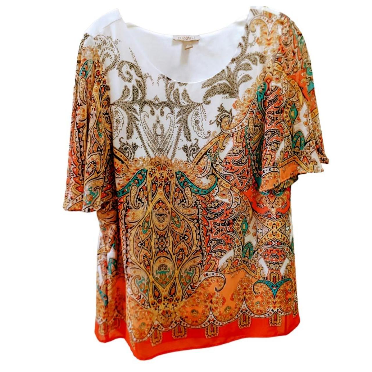 Roz Ali Paisley Butterfly Sleeves Boho Top Blouse... - Depop