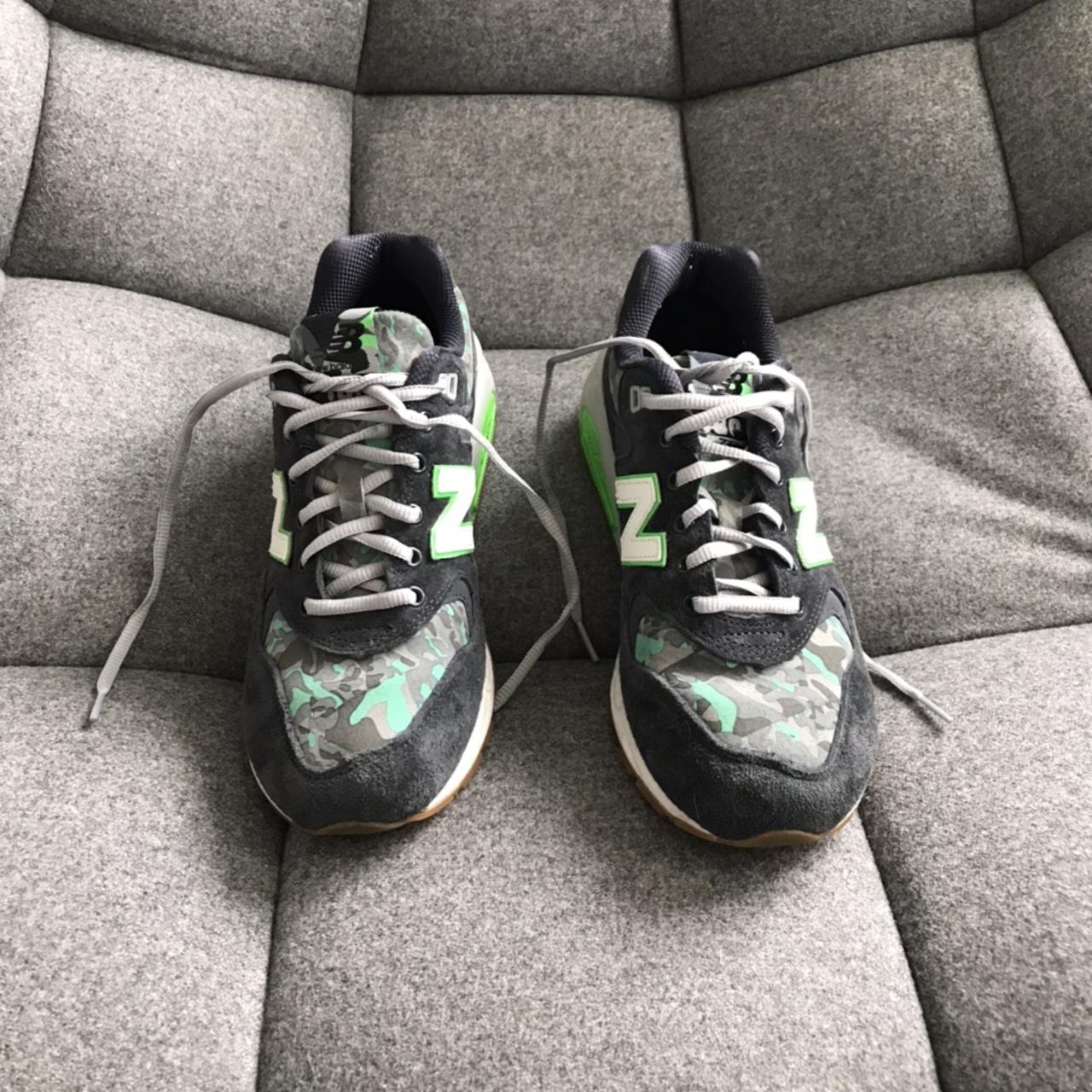 new balance trainers, green/grey camo colour way,... Depop