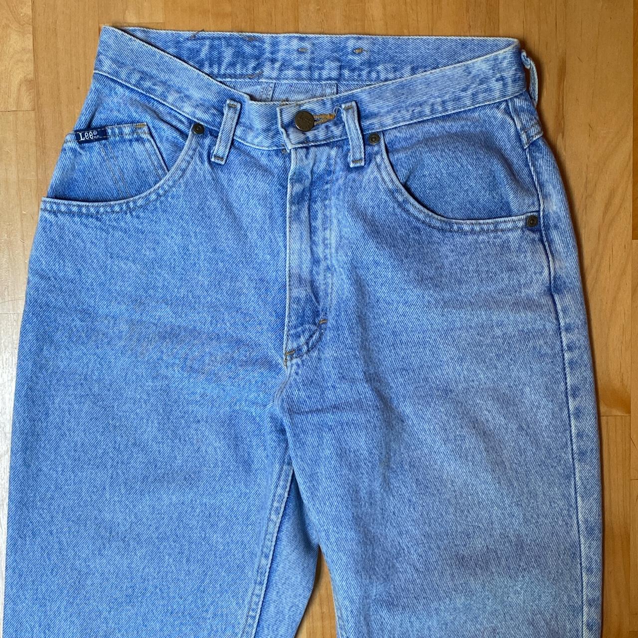 Vintage Lee 100% cotton mom style jeans Blue light... - Depop