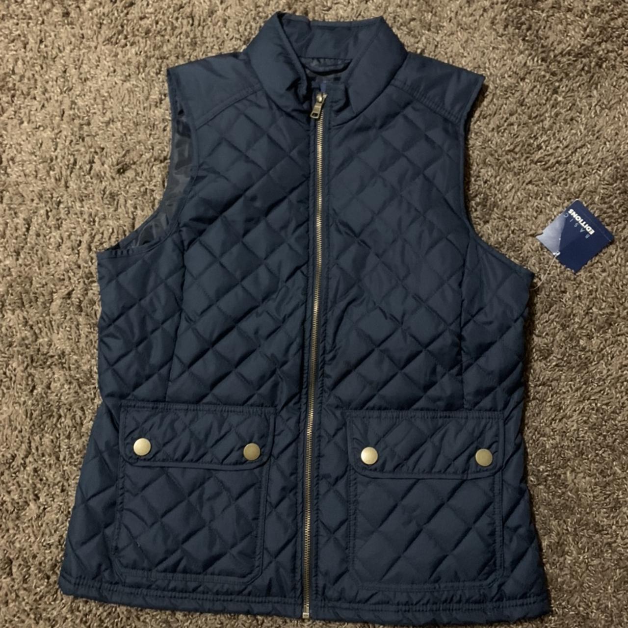 Basic Editions Women's Navy and Gold Gilet