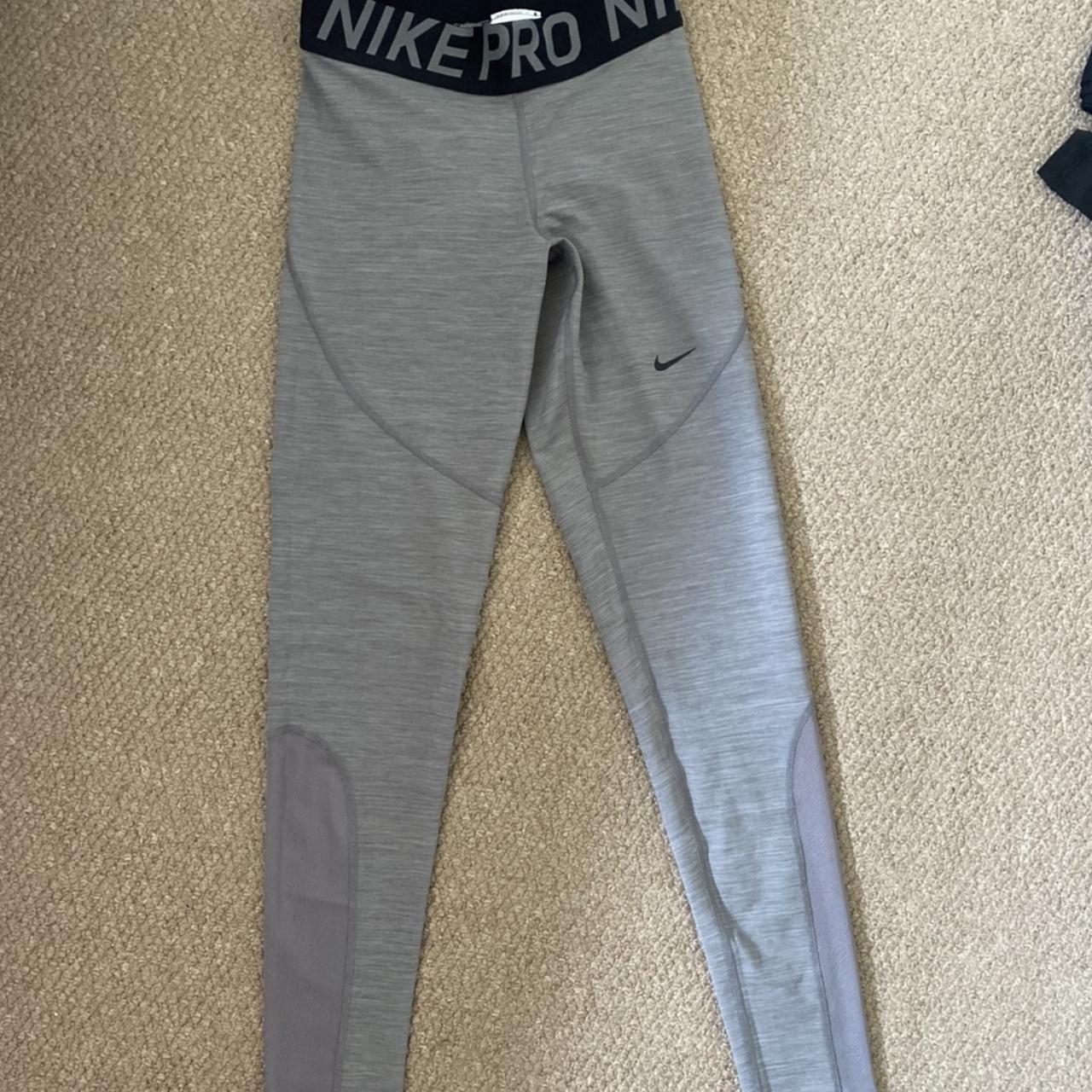 Nike Women's Grey and Silver Leggings Depop