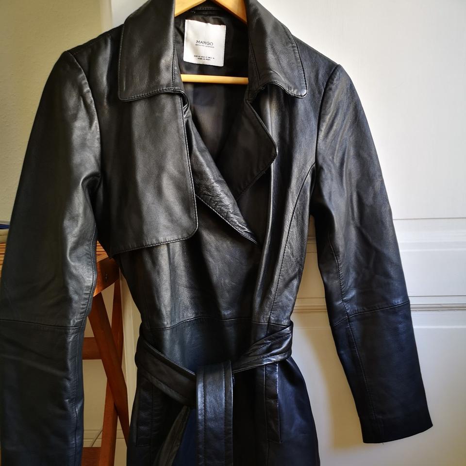 Mango leather outlet trench