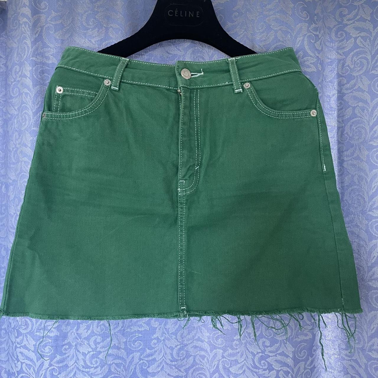 Green denim hot sale skirt topshop