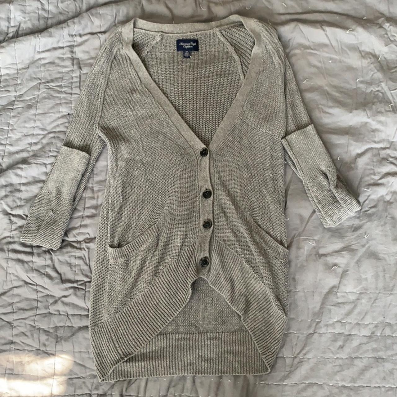 American Eagle Outfitters Women S Grey Cardigan Depop