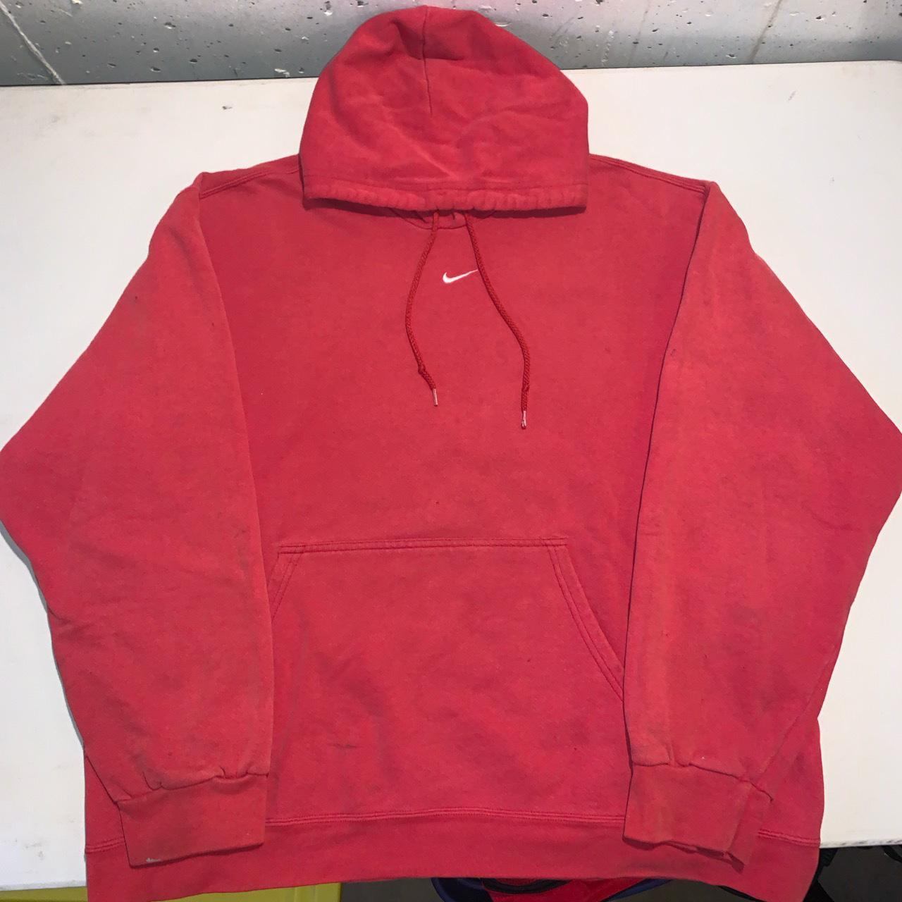 Nike Men's Red and White Hoodie | Depop