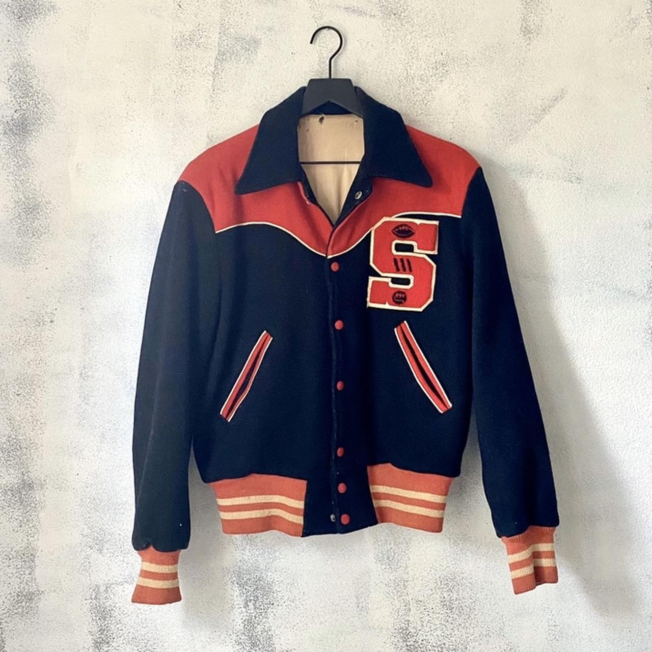 vintage varsity jacket red Size men’s medium Wool... - Depop