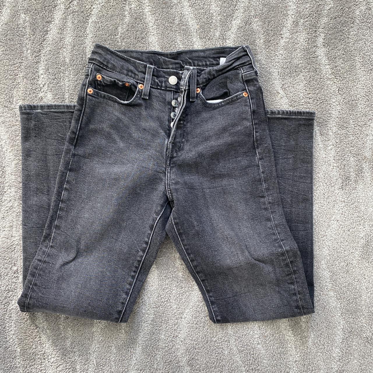 Black distressed clearance levis