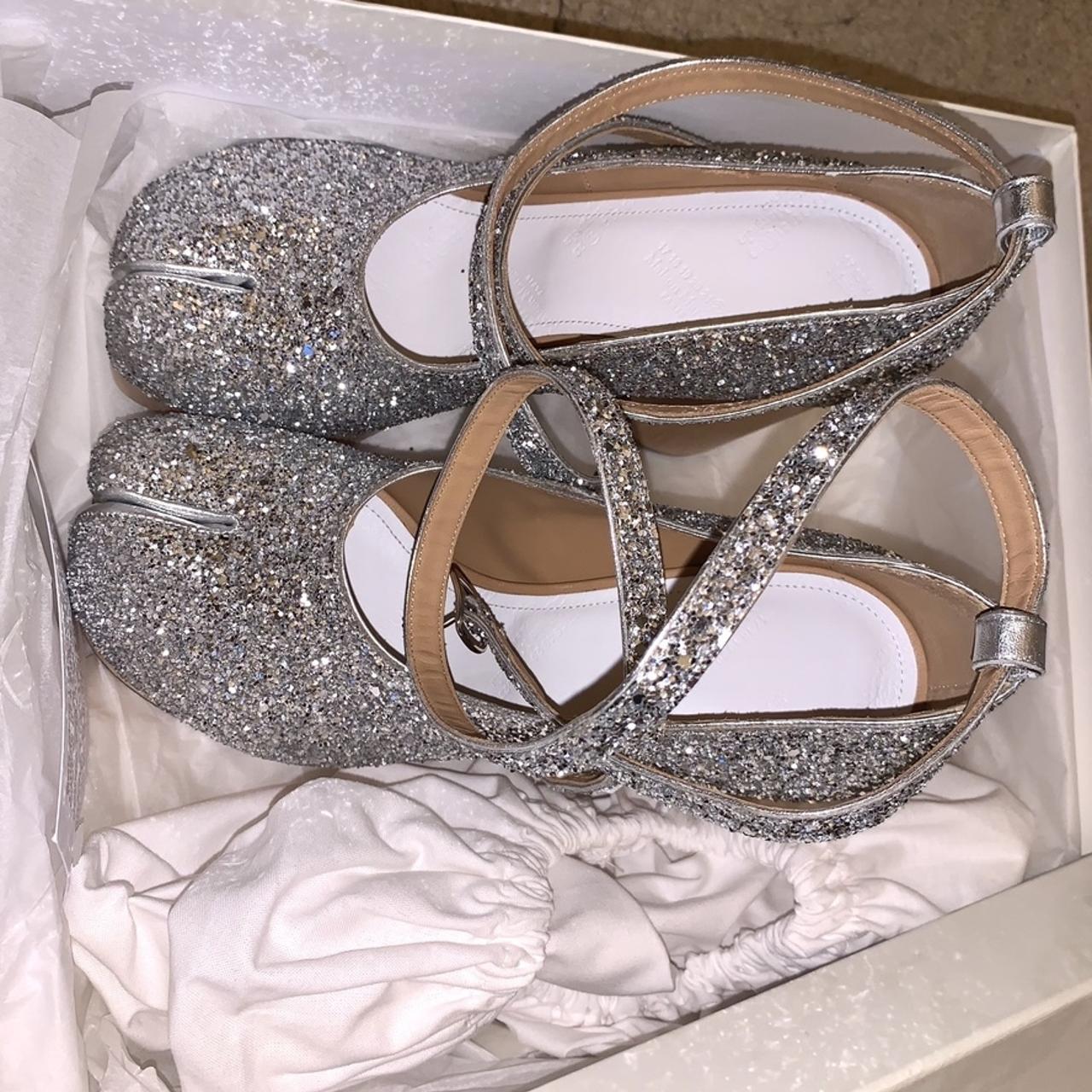 Mansion Margiela Tabi Shoes Amazing silver glitter - Depop