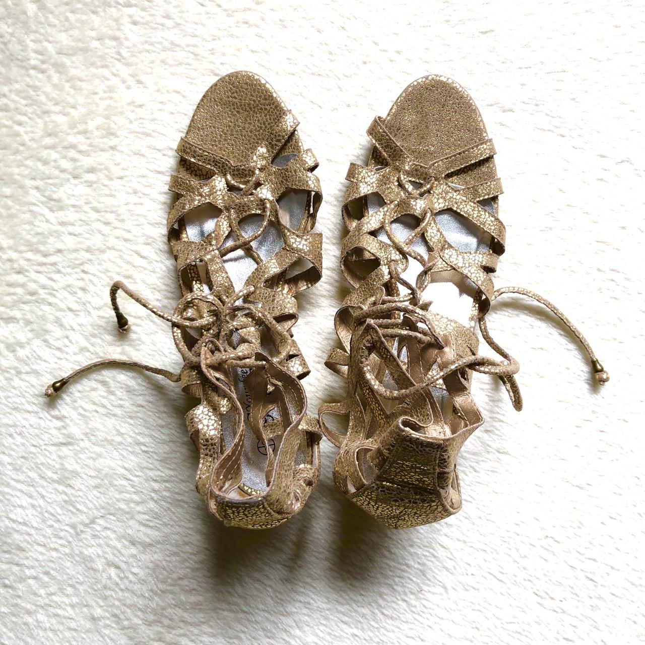 New Look Women's Gold Sandals Depop