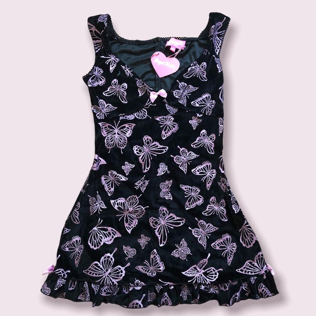 Glitter butterfly velvet mini dress by Sugar Thrillz... Depop