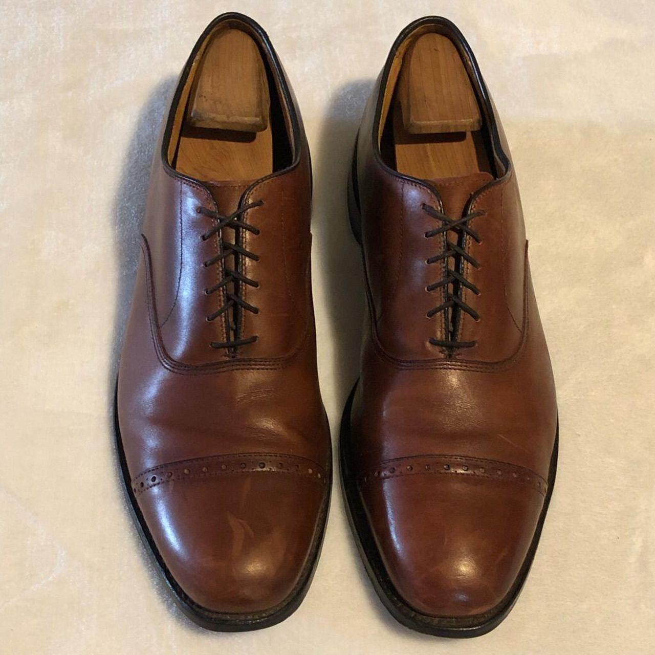 Allen Edmonds Byron Cap Toe Brown Leather Dress... - Depop