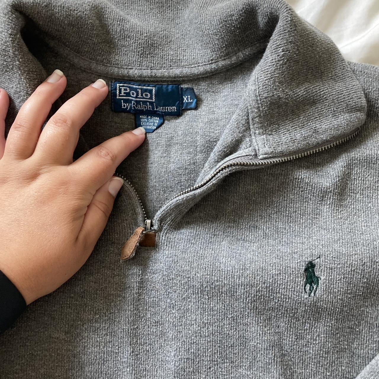 Grey Ralph Lauren zip up/ quarter zip sweatshirt.... - Depop