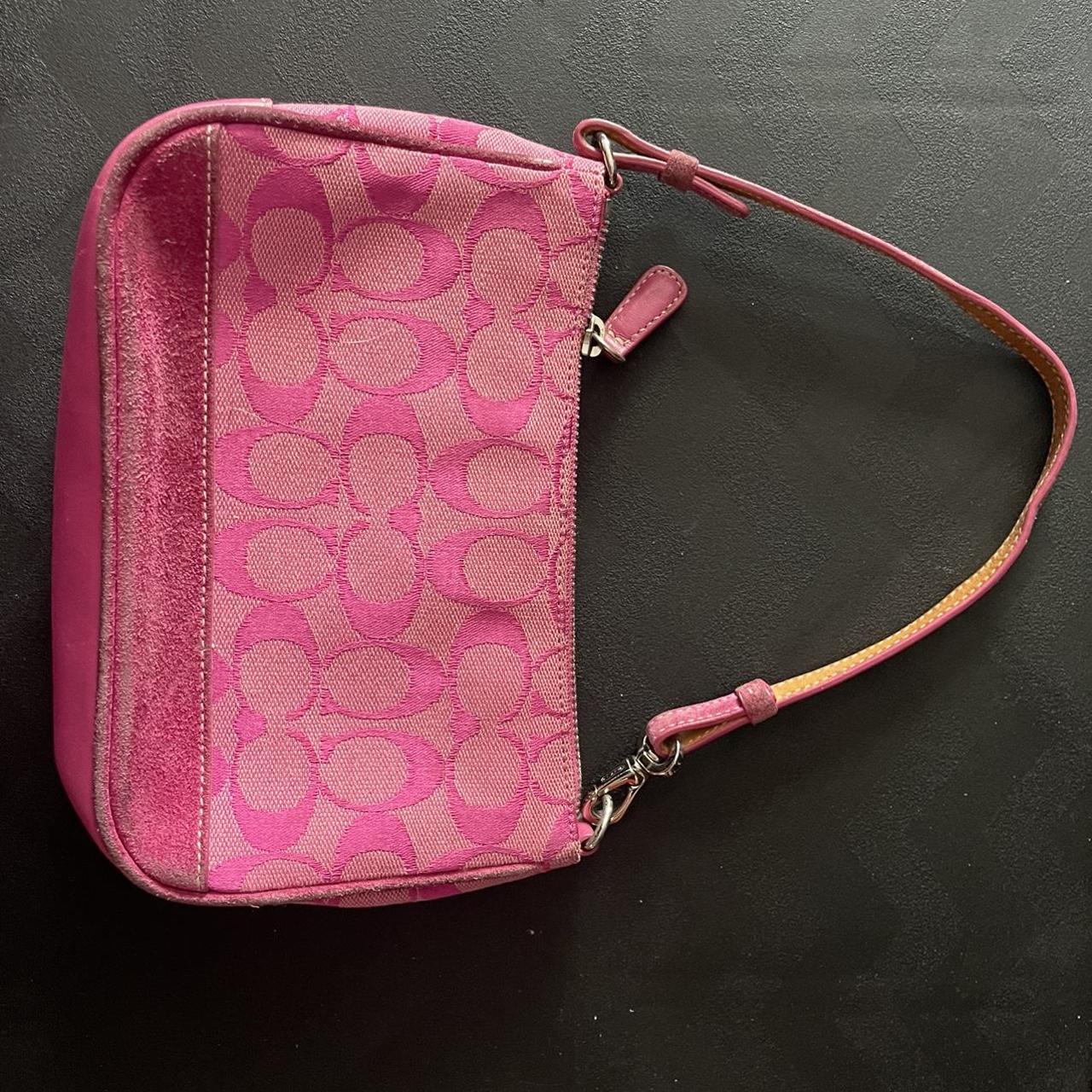 Y2K hot pink coach small purse, one stain on the... - Depop