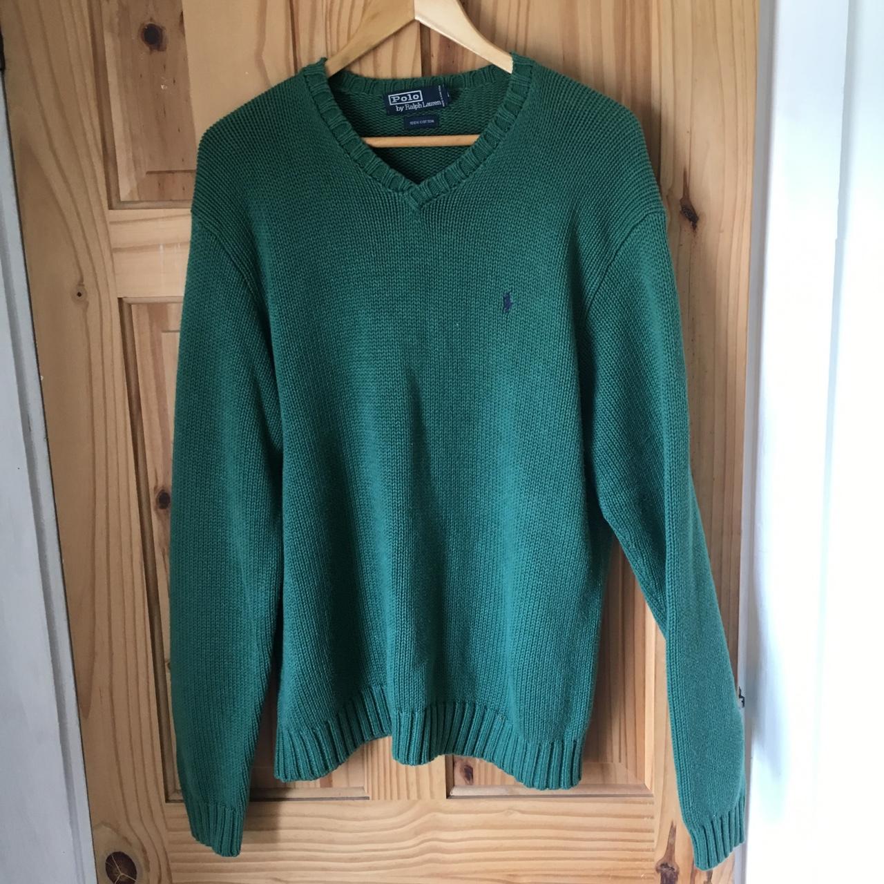 Vintage thick Ralph Lauren sweater in green size large - Depop