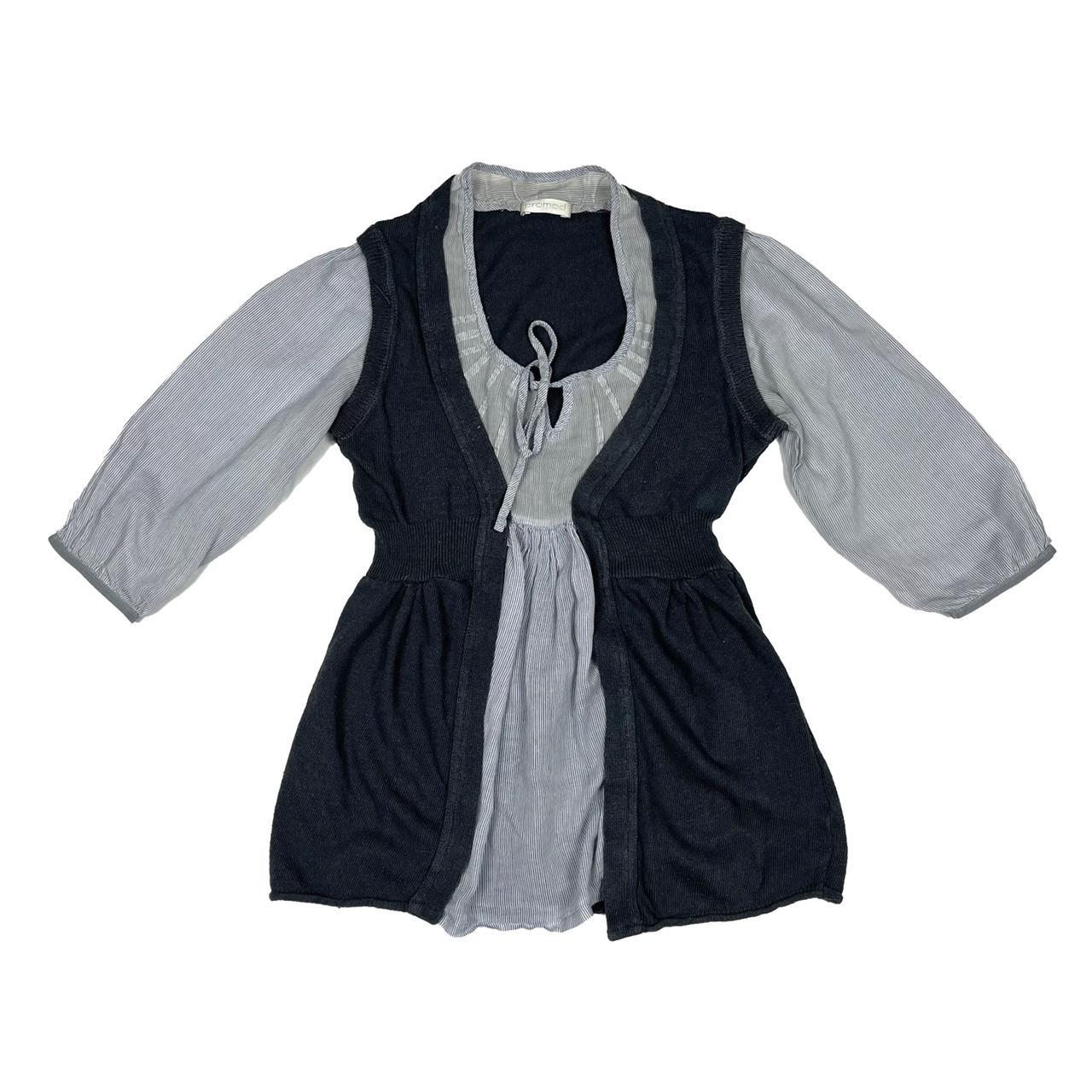 Women's Navy and Grey Blouse
