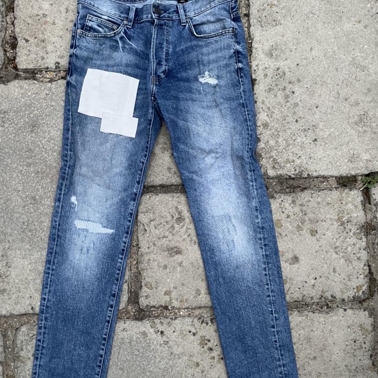 Custom H&M Patchwork Slim Straight jeans - really... - Depop