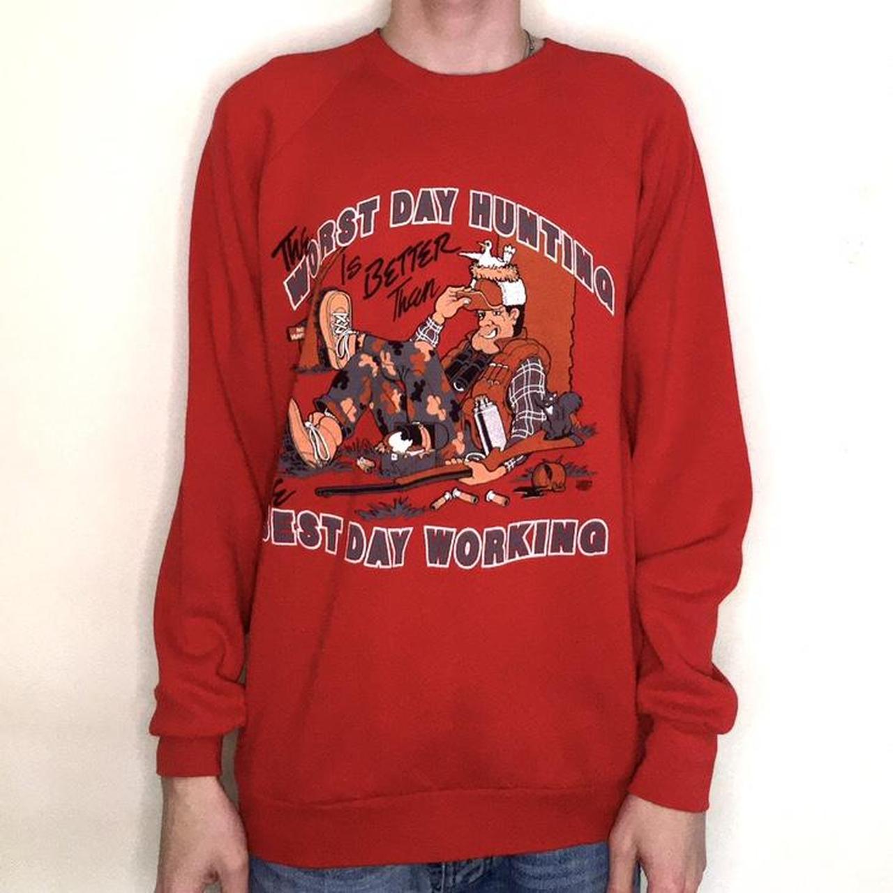 Vintage Funny Hunting Crewneck Sweater Size... Depop