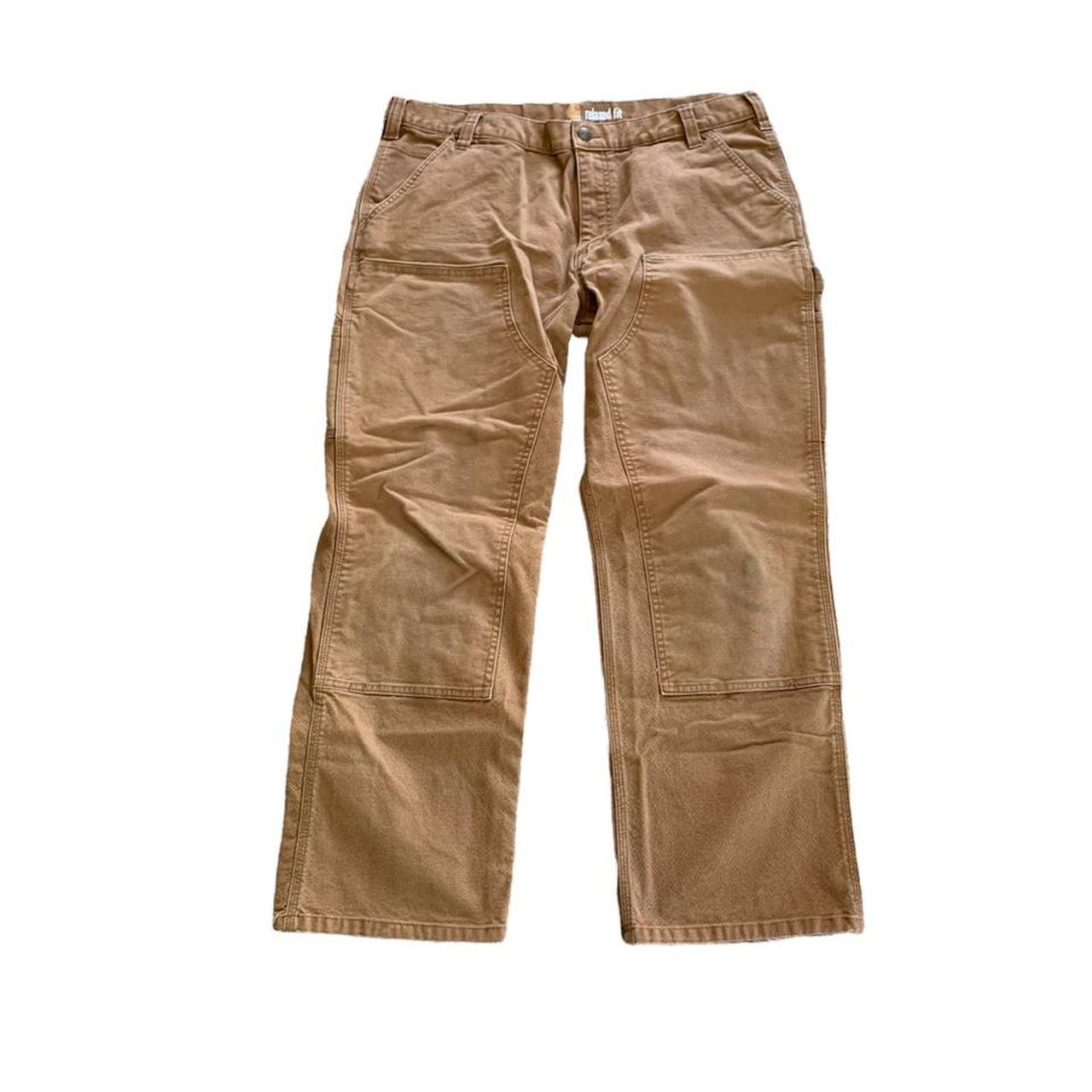 Light Brown Carhartt Double Knee Carpenter Pants... - Depop