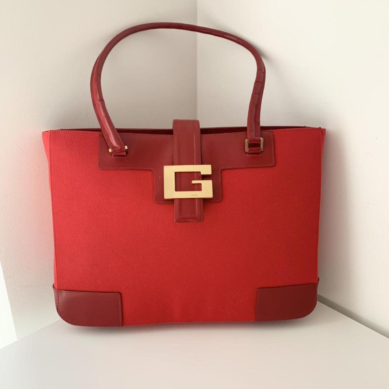 GUCCI Authentic Gucci Shoulder Bag Red Leather With... - Depop