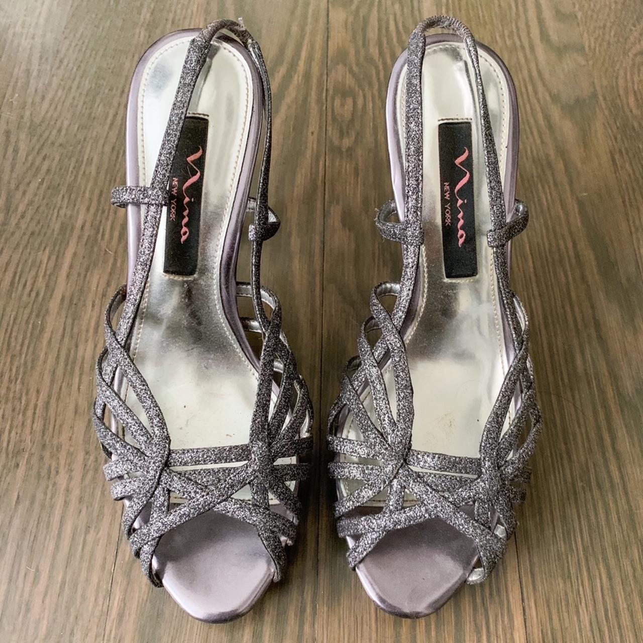 Nina Shoes Size 6.5 Color: Pewter Silver Worn... - Depop