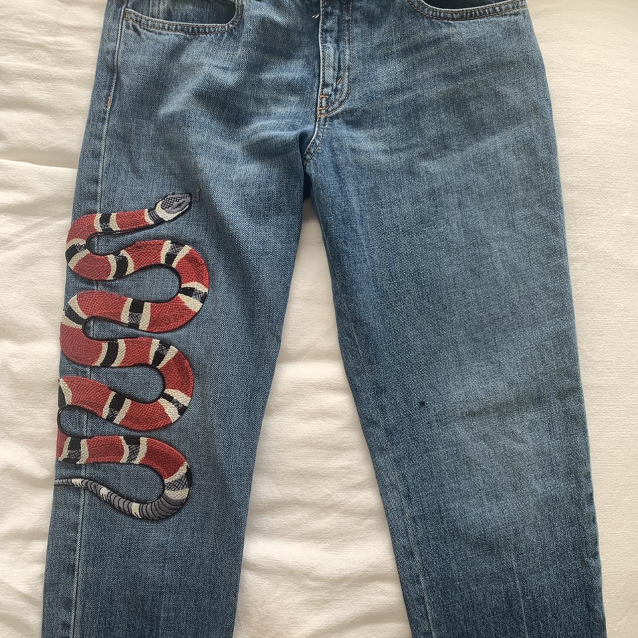 gucci jeans with snake