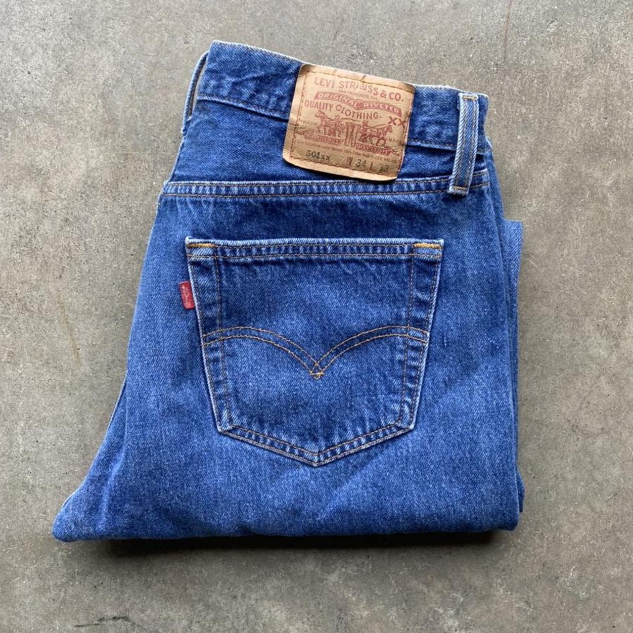 Vintage 90s Medium Wash Levis 501 Jeans Waist:... - Depop