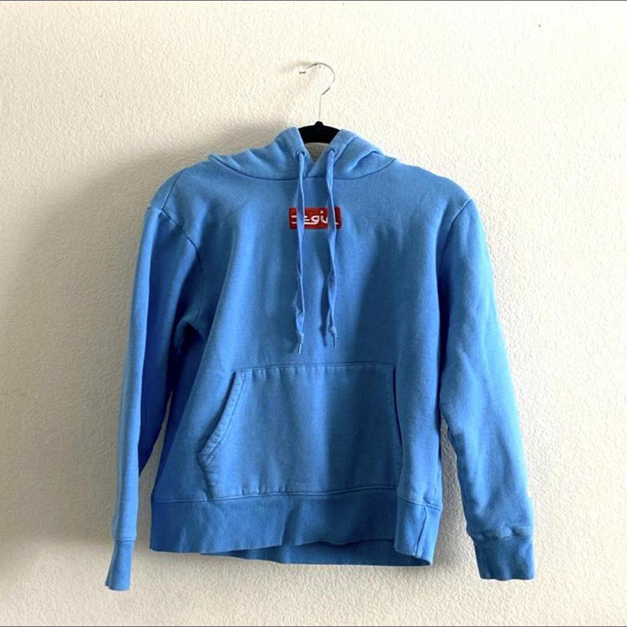 Vintage x-girl X Champion blue hoodie, size... - Depop