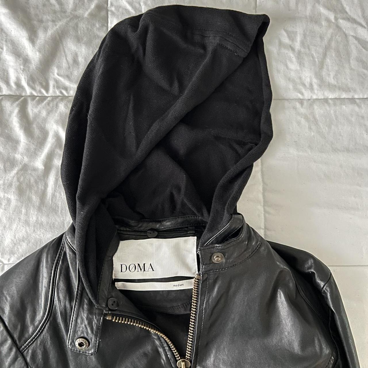 DOMA leather moto jacket. Removable hood. Great...