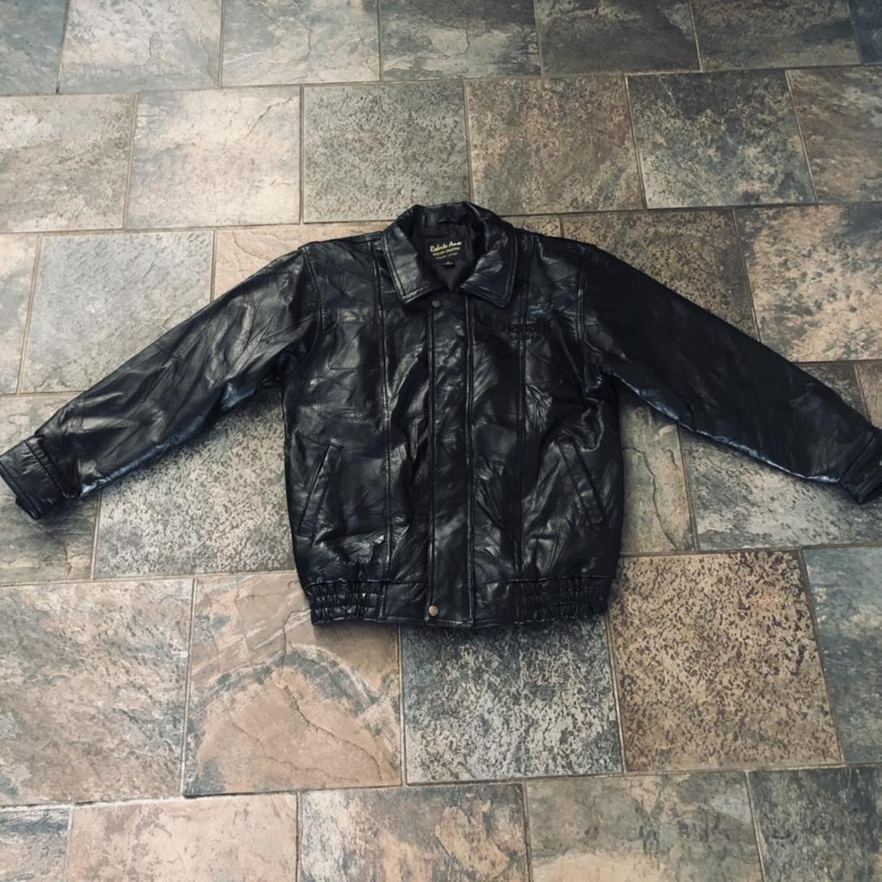 Leather Jacket Mens Size Medium Has Stitching Depop