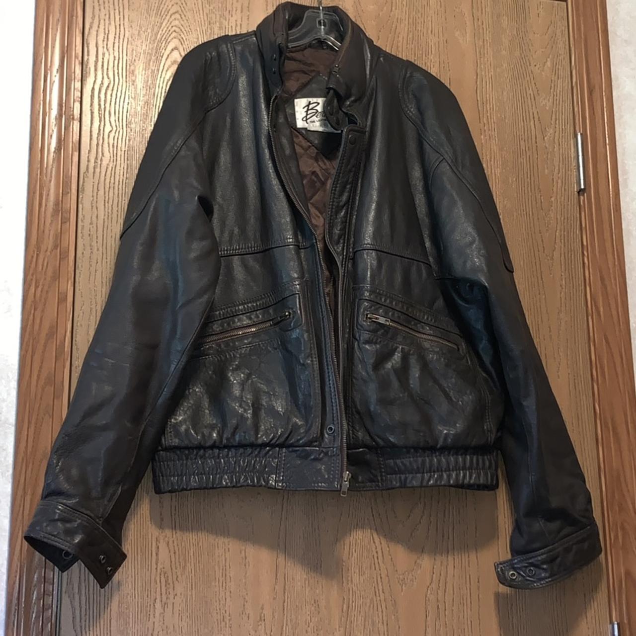 Vintage leather jacket men’s size large good condition - Depop