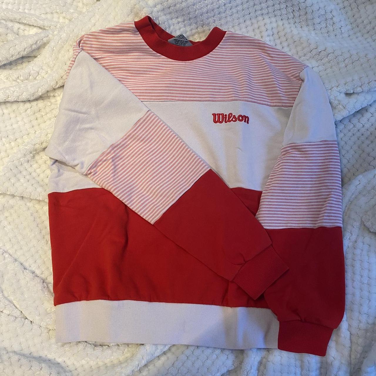 Forever 21 Women's Red and White Sweatshirt (2)