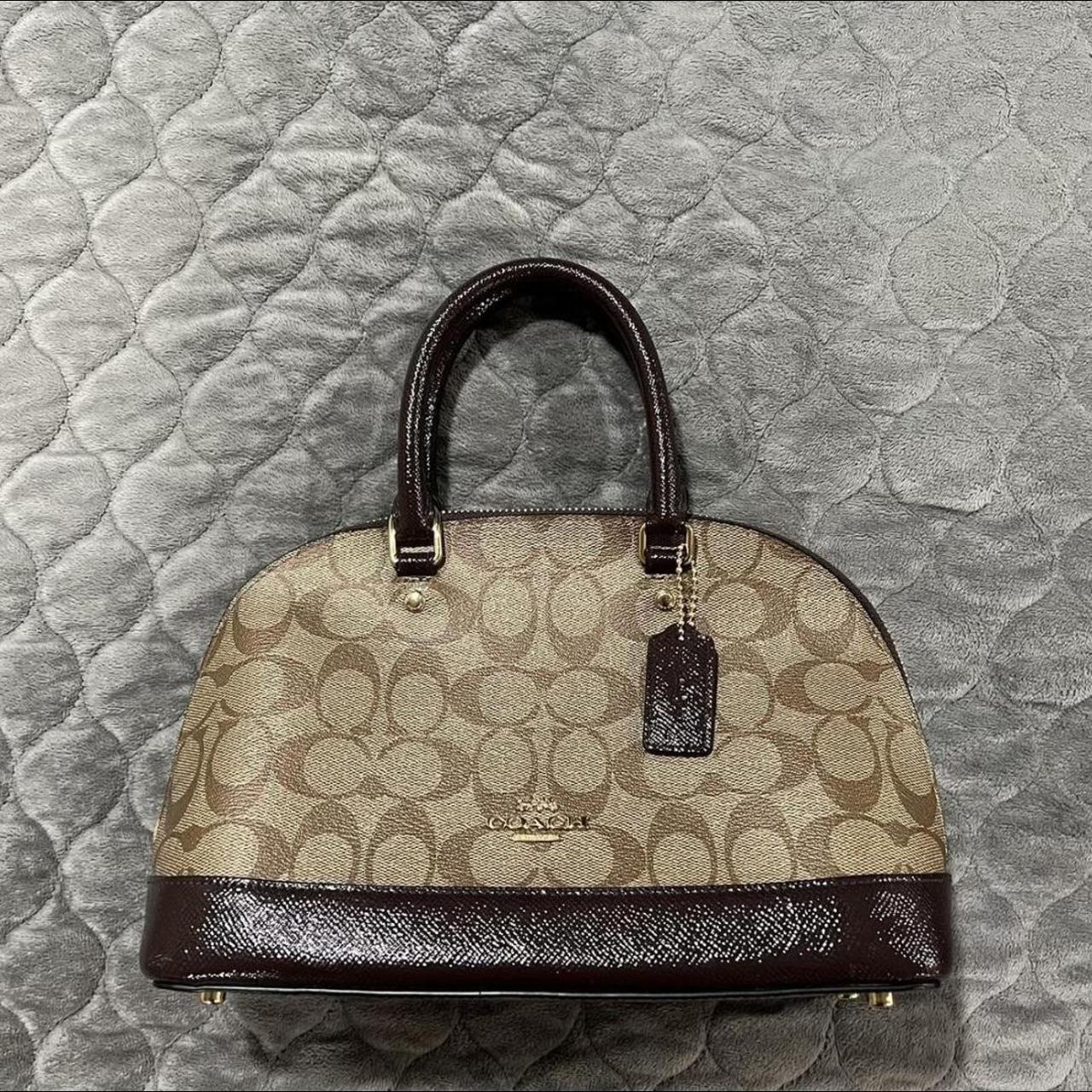 Signature Brown Leather Coach Mini Purse 