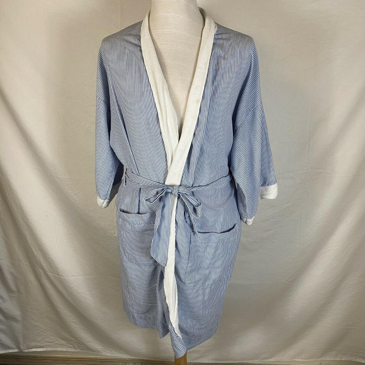 JCPenney Men's Blue and White Robe Depop