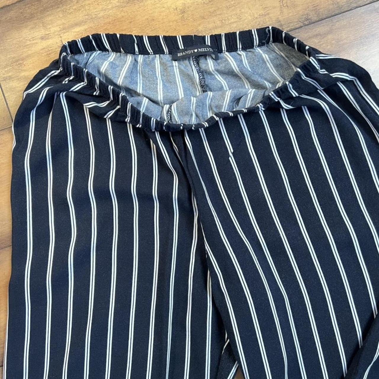 Brandy Melville black and white stripped soft pants.... - Depop