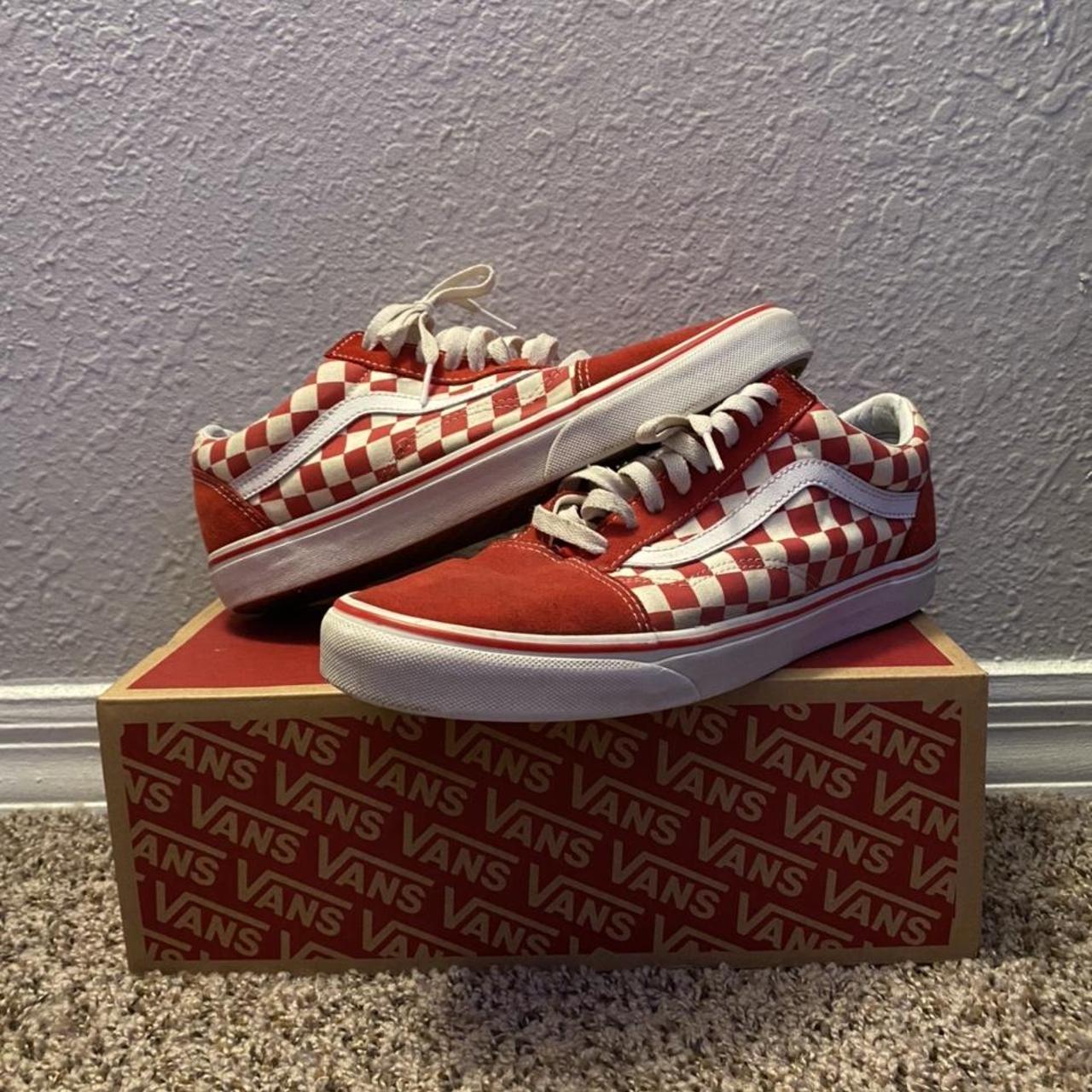 mens red checkerboard vans