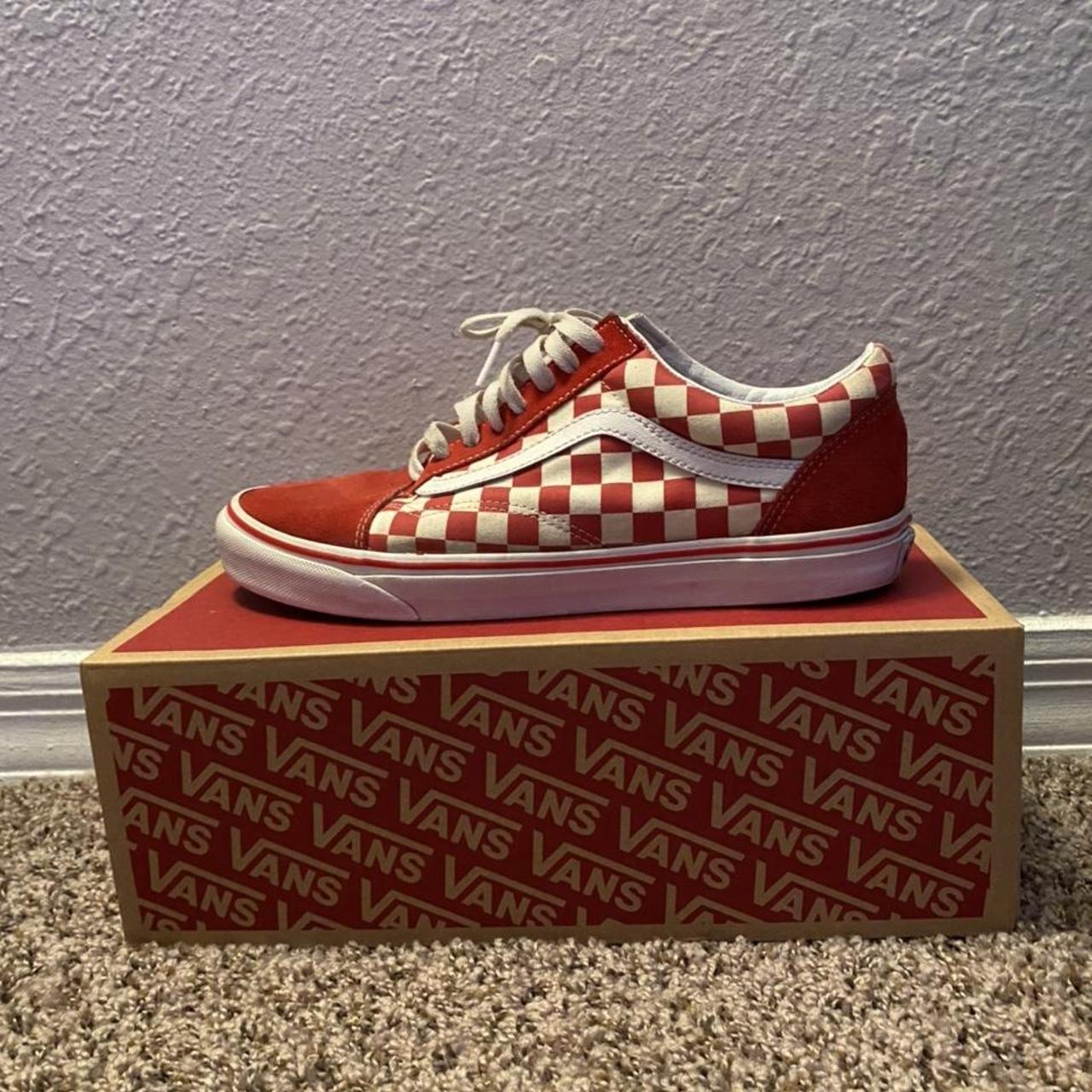 mens red checkerboard vans