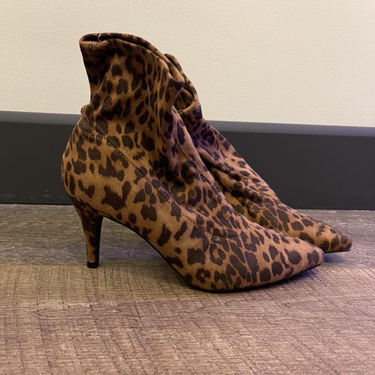 Leopard print sock boots size 5. New look, worn... Depop
