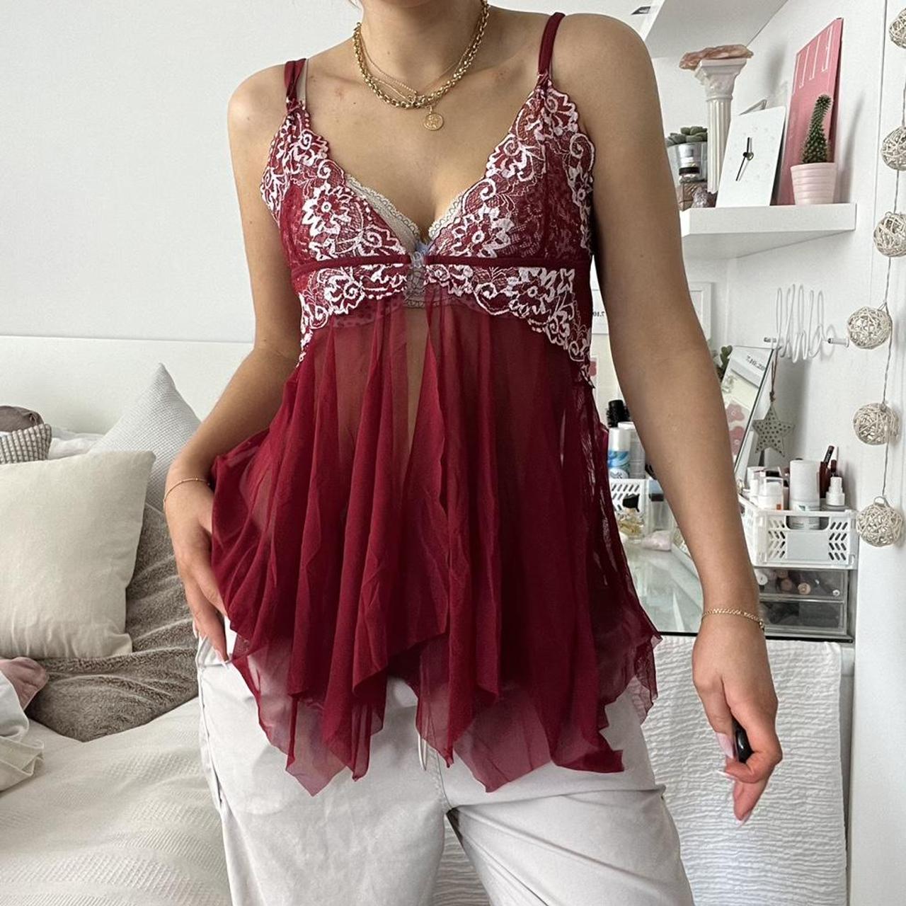 St. John's Bay Women's Red and White Vestundershirts Depop