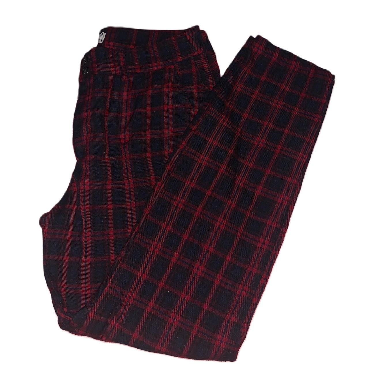 Amazing tartan/checked red and black trousers from... - Depop